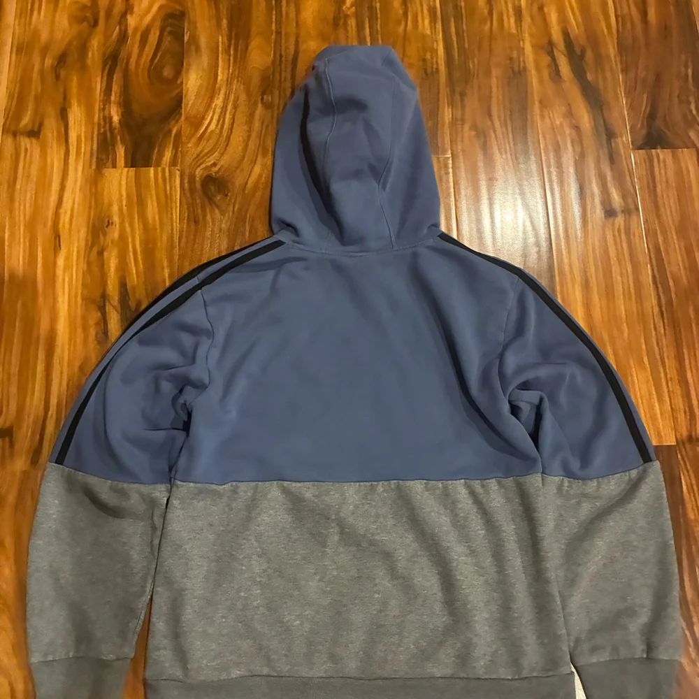 Adidas Boys Blue & Gray Long‎ Sleeves Side Stripe Fleece Hoodie Size Large